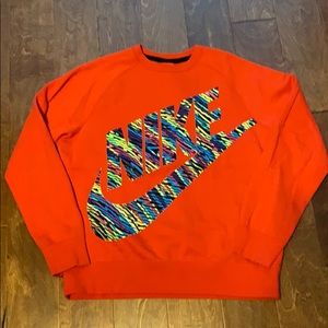 Red Nike Sweatshirt with multi-color Logo/Swoosh